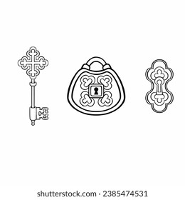 set of key lock and keyhole, vector illustration eps10