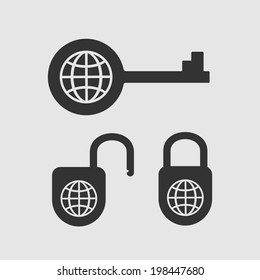 Set key and lock. Symbols for design.