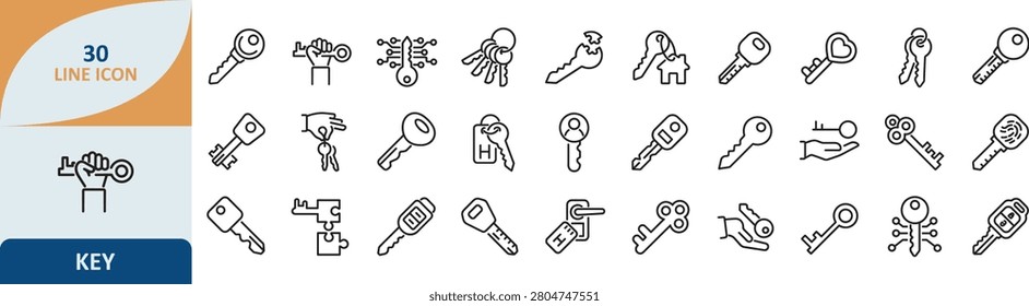 Set of key and locksmith service thin line icons vector illustration with locksmith