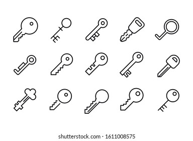 Set of key related vector line icons. Premium linear symbols pack. Vector illustration isolated on a white background. Web symbols for web sites and mobile app. Trendy design. 