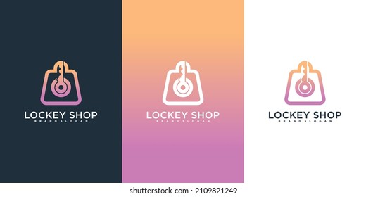 Set of key shop logo design template with creative abstrac element design Premium Vector