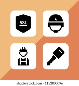 set with key, ssl and helmet vector icons for web and mobile app