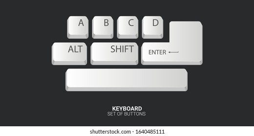 Set of Keyboard buttons on white background. Vector illustration