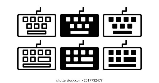 conjunto de ícone de teclado símbolo vetor design preto branco cor simples coleção de ilustração plana 