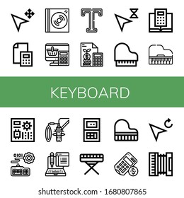 Set of keyboard icons. Such as Cursor, Calculator, Dvd, Type, Piano, Motherboard, Keyboard, Dubbing, Typing, Grand piano, Accordion , keyboard icons