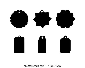 Set of a Keychain Black Silhouette on White Background