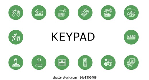 Set of keypad icons such as Gamepad, Joystick, Keyboard, Remote control, Game console, Videogame, Game controller , keypad