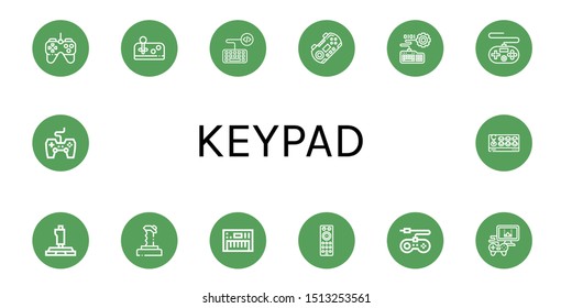 Set of keypad icons such as Gamepad, Joystick, Keyboard, Remote control, Game console, Videogame, Game controller , keypad