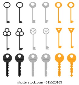 A set of keys. Flat design, vector illustration.