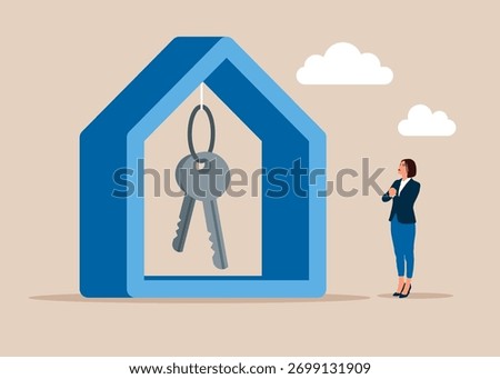 Set of keys in house. Purchase and pick real estate home. Property speculation. Vector flat illustration