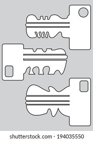 set of keys icons isolated on gray background