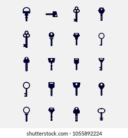 set of keys icons vector illsutration, lock icons, unlock icons