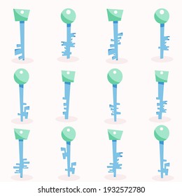 a set of keys. The key to the door, safe, lock. Vector illustration in flat style