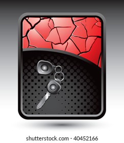 set of keys on red cracked backdrop