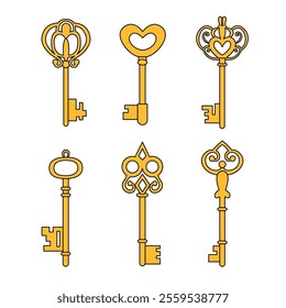 Set of keys on a white isolated background. Flat style

