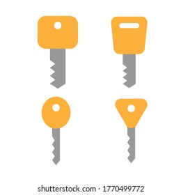 Set of keys. Property, security, protection concept. Four keys isolated on white background.