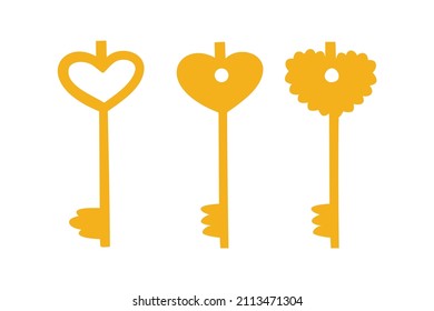 a set of keys in the shape of a heart. St. Valentine's Day. flat vector illustration isolated on white background