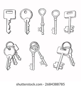 Conjunto de teclas sketch Vector monocromo
