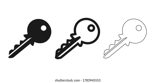 Set of keys vector icon isolated on white background.
