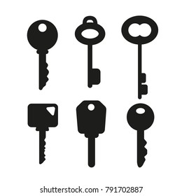 Set of keys vector symbol. Different style keys isolated on the white background. Vector illustration