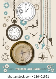 set of keys_the old compass_clock_and their details