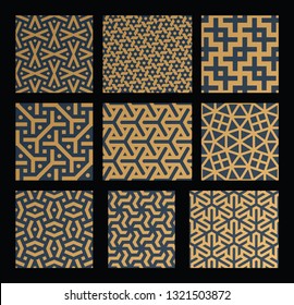 Set of Kharraqan geometric patterns. Traditional islamic ornament.