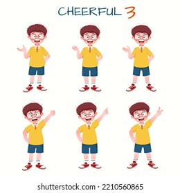 Set of kid boys showing cheerful expressions.Vector illustration.