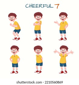 Set of kid boys showing cheerful expressions.Vector illustration.