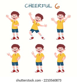 Set of kid boys showing cheerful expressions.Vector illustration.