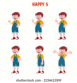 Set of kid boys showing cheerful expressions.Vector illustration.