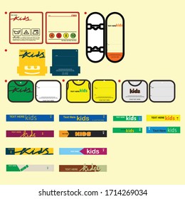 Set of kid clothing tags and main labels