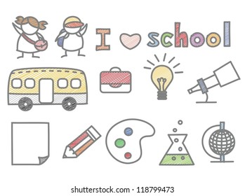 set of kid love school