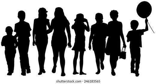 set of kid silhouettes isolated