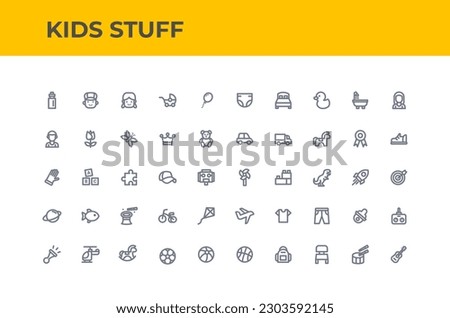 Set of Kid Stuff Icon with Lineart Style