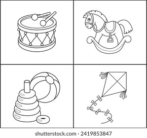 Set of kid toy coloring book for children