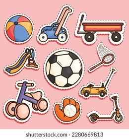 Set of Kid Toys Cute Sticker Illustration