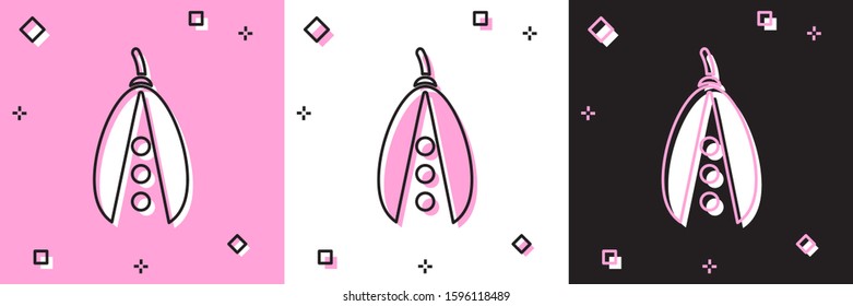 Set Kidney beans icon isolated on pink and white, black background.  Vector Illustration