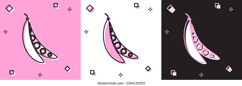 Set Kidney beans icon isolated on pink and white, black background.  Vector Illustration