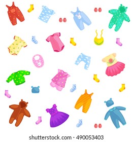 set of kids clothes. vector  illustration isolated on white background