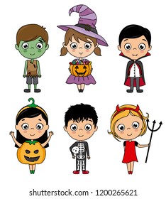 set kids costumes halloween or carnival