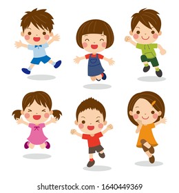 Set of kids with different poses and facial expressions