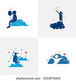 Set of Kids Dream logo design vector illustration, Creative Dream kids logo design concept template, symbols icons