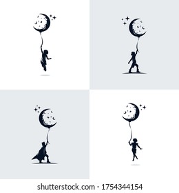 Set of kids dream vector design illustration template