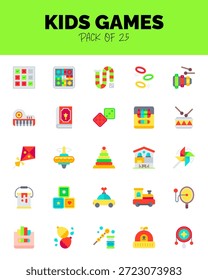 set of Kids Games flat icons for logo and web. Vector illustration 