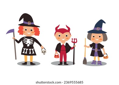 set of kids in Halloween costume for Costume Party