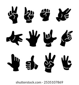 set of kids hands expression black vector design isolated background