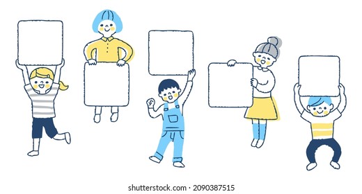 A set of kids holding a board