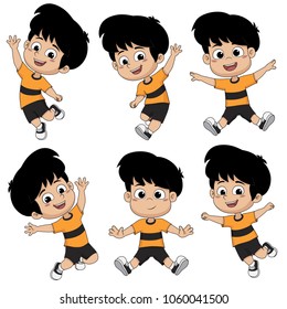 Set of kids jumping in the air.Vector and illustration.