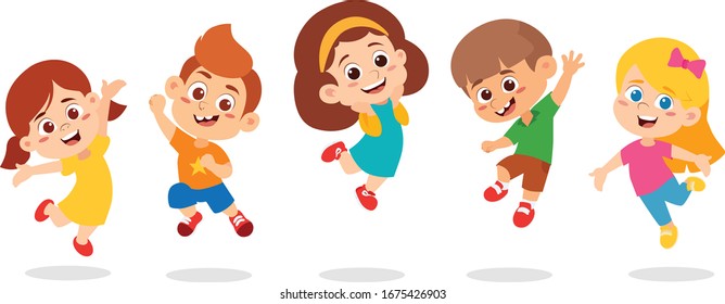 Set Kids Jumping Airvector Illustration Stock Vector (Royalty Free ...