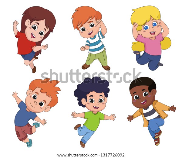 Set Kids Jumping Airvector Illustration Stock Vector (Royalty Free ...